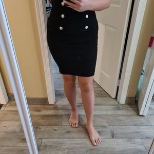 HIGH WAIST BLACK SKIRT WITH BUTTONS